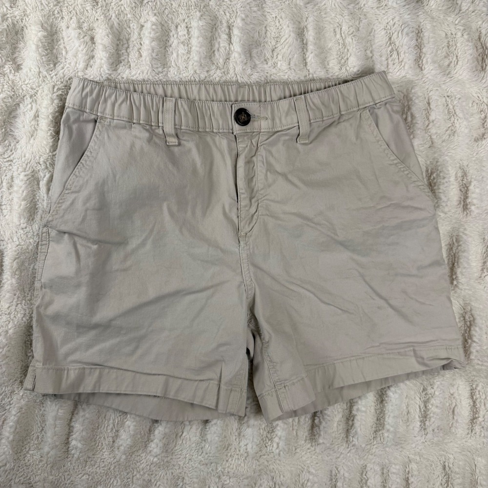 Chubbies Mens Khaki Tan Chino Shorts 5.5 Inseam Elastic Waist Size Medium